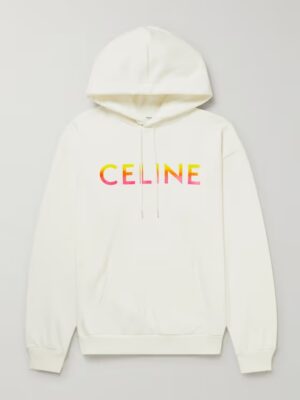 Oversized Logo Print Cotton Blend Celine Hoodie