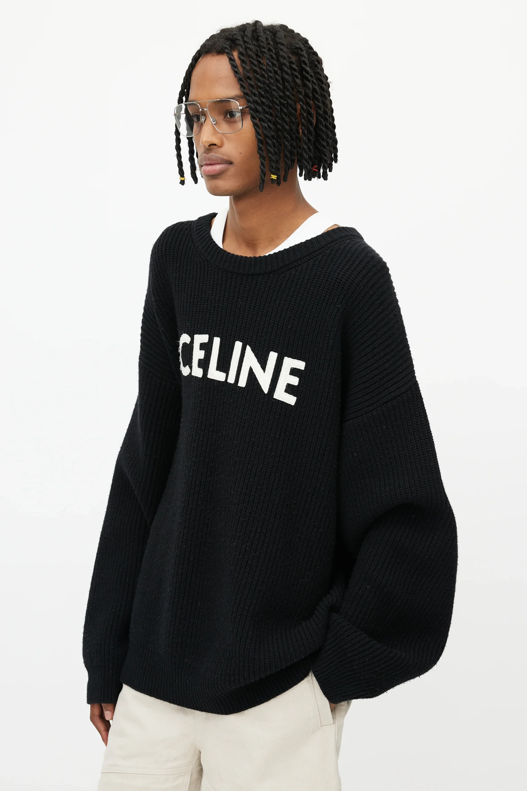 Celine-Black-Oversized-Logo-Sweate